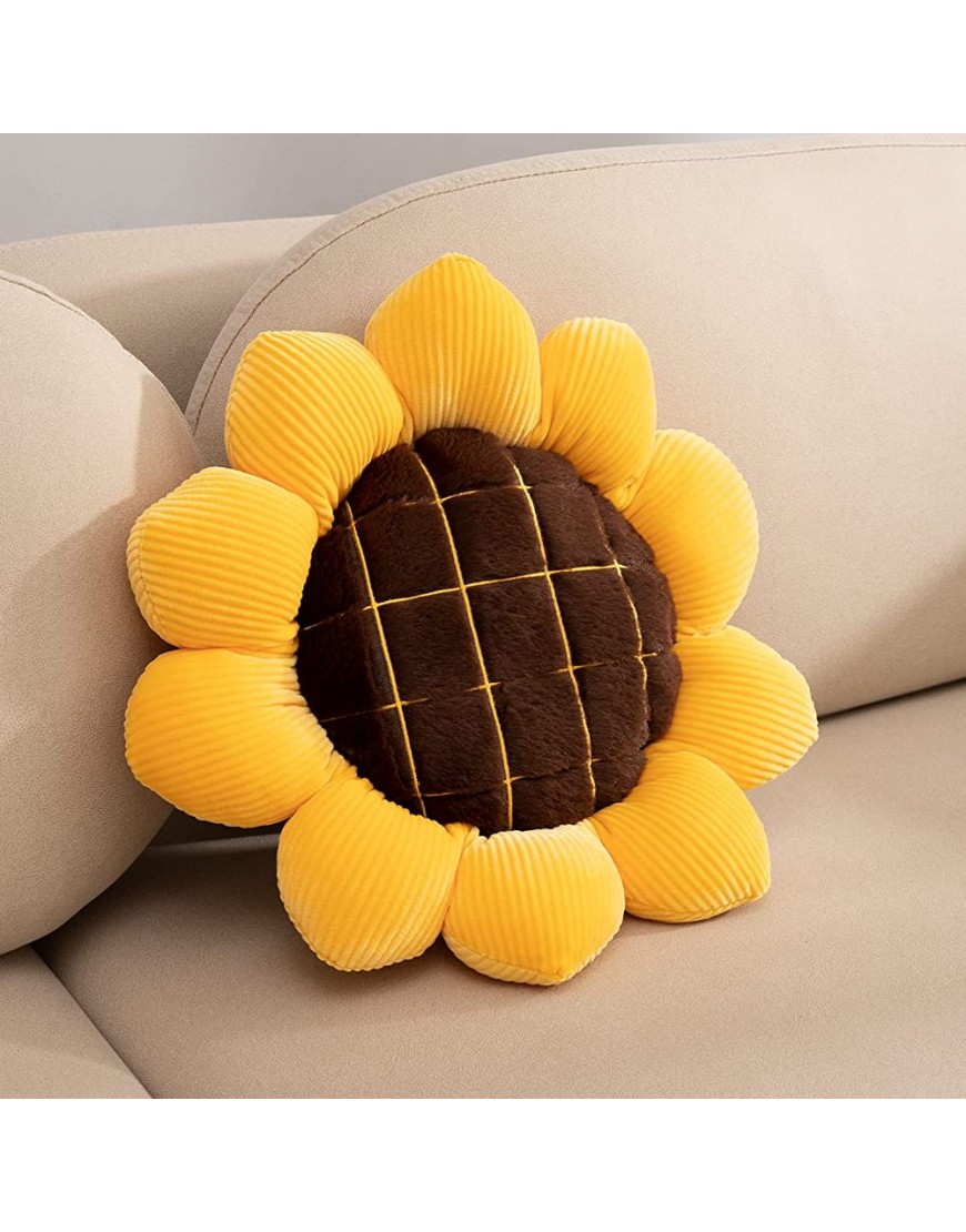 15.35" 3D Flower Floor Pillow Seating Cushion Mat & Sunflower Shaped Decorative Plush Throw Pillows Cushions for Home Room Decor for a Reading Yellow 15.35 inch … - BGLI367CB