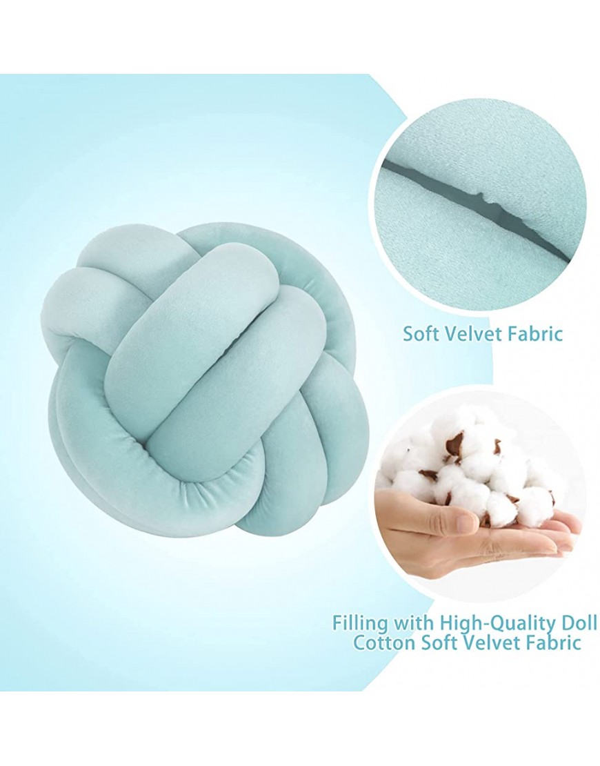 Adeco Soft Knot Ball Pillow ,Round Knot Plush Throw Pillow,Handmade Knotted Ball Pillow Cushion for Kids Room Couch Bed Car Office 9.84 x 9.84 in Blue - B3KIRCT14