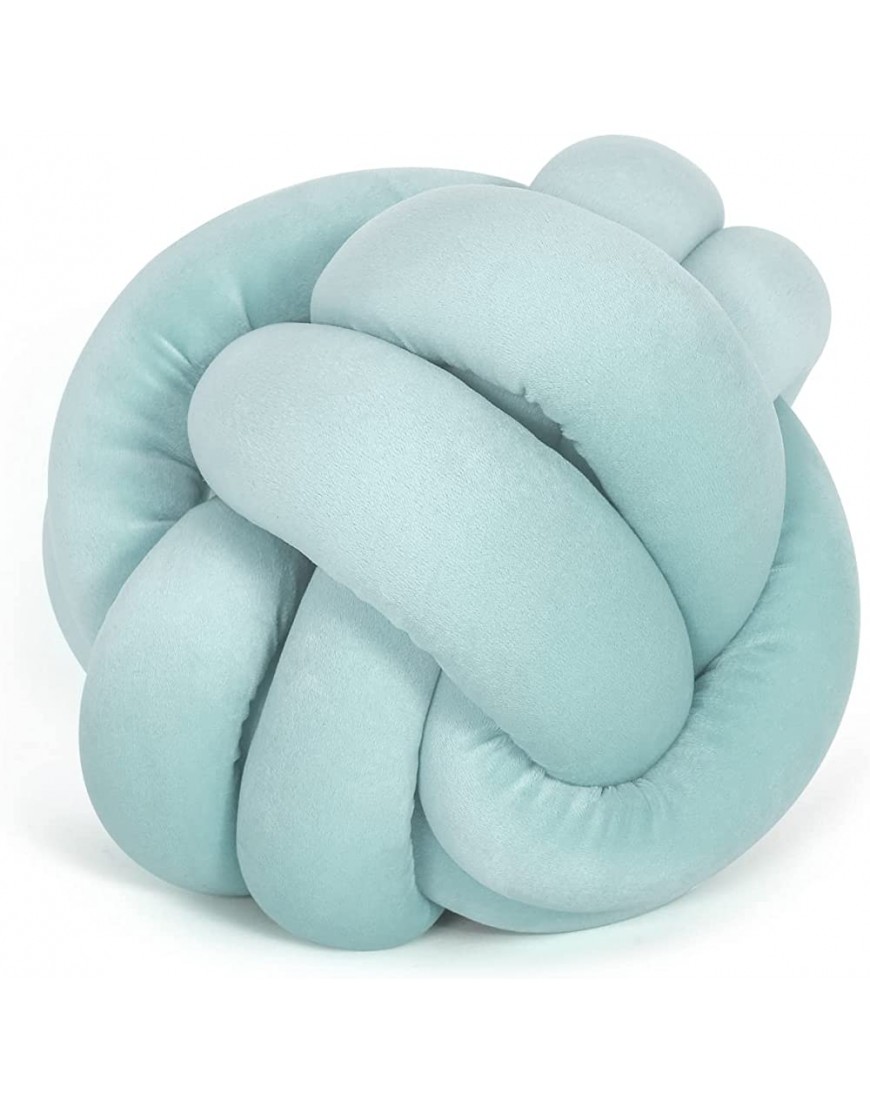 Adeco Soft Knot Ball Pillow ,Round Knot Plush Throw Pillow,Handmade Knotted Ball Pillow Cushion for Kids Room Couch Bed Car Office 9.84 x 9.84 in Blue - B3KIRCT14