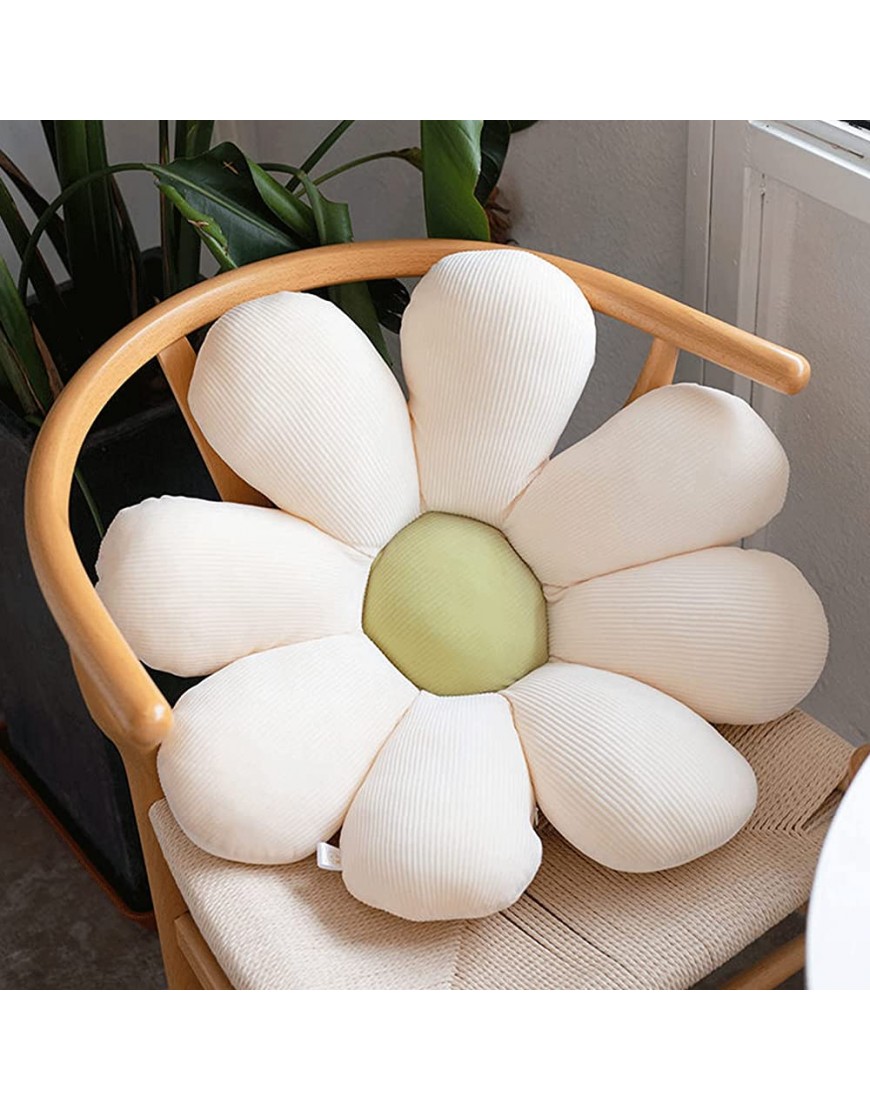 BRTUVO Daisy Flower Floor Pillow 17.7'' Flower Plush Throw Pillow Flower Shape Cushion for Reading Room Watching TV Yellow White - BM7JHWQ3H