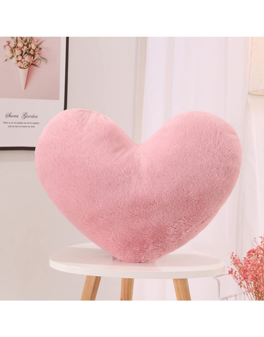 Fluffy Heart Pillows Super Soft Plush Heart Shape Cushion Pink Home Decorative Pillows for Couch Bed Living Room Beding Room Valentine's Day Hugging Pillow Gifts for Girls Girlfriends LoverPink - BBY3OF796