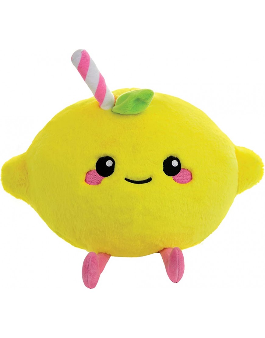 iscream Kawaii Cutie 3D Pink Lemonade Shaped Embroidered Accent 16" Plush Pillow - B2M7H9P42