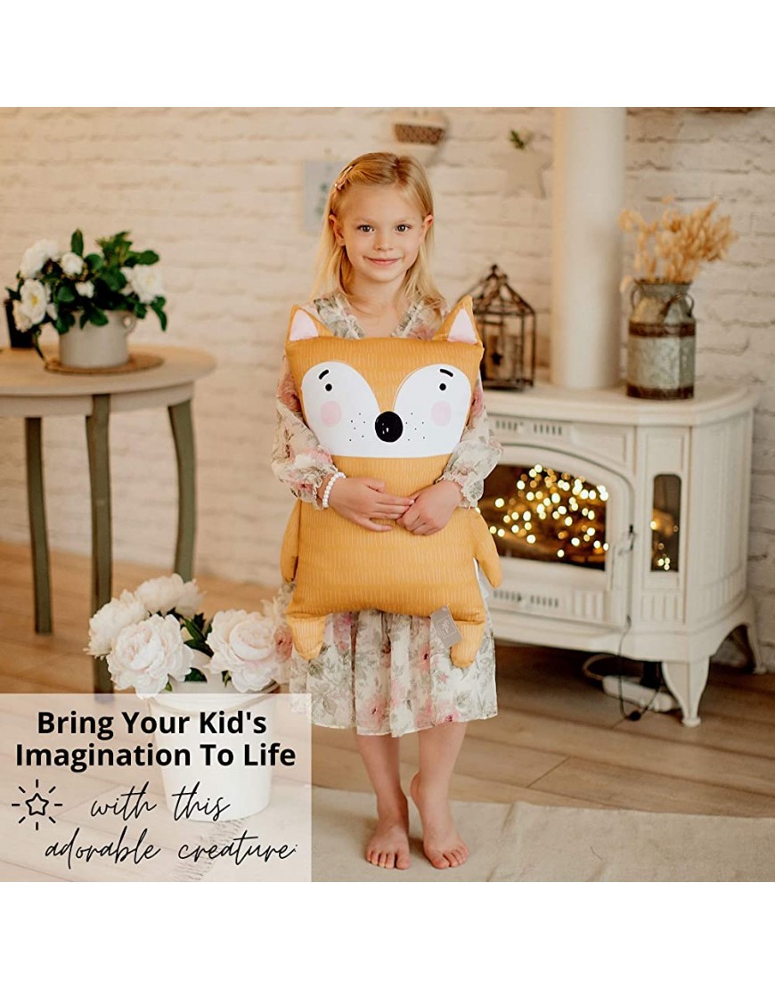 Kids Throw Pillow Woodland Fox Pillow 3D Pillow Buddy for Baby Toddler Boys Girls | 24.4 inch Cute Cotton Cuddle Hugging Orange Throw Body Pillow | Nursery Decorative Pillows Kids - BLRFTMDW8