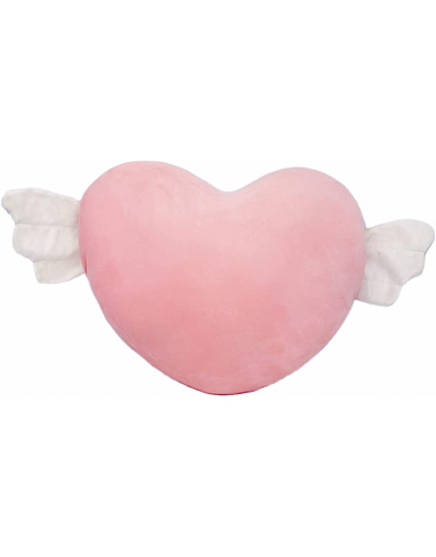 Plush Heart Shaped Pillow with Angel Wings ,Soft Pink Heart Pillow Cushion Toy Throw Pillows for Mom Fit for Room Office Car Decor Birthday Present 12.6" X 23.5" - BIIZYMGTC