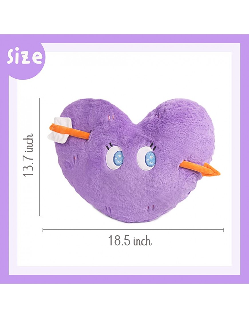 Soft 18.5inch Heart Stuffed Plush Pillow: Cute Decorative Fluffy Purple Heart Shaped Throw Pillow Kawaii Plushie Toy for Bedroom Home Decor Gifts for Girls Kids Birthday,Valentine,Christmas - BCSS5IRQG