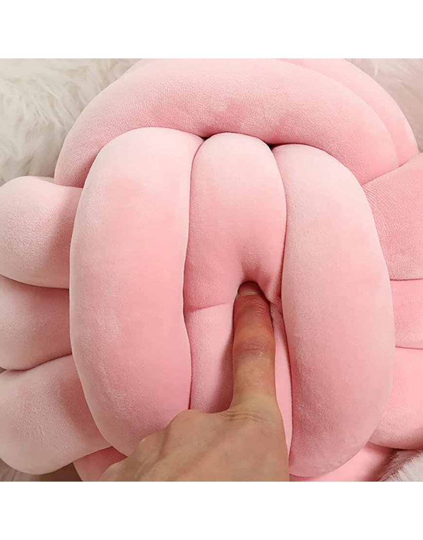 Soft Handmade Knot Ball Throw Pillow Plush Toy Home Decorate Photography Props and Gift for Children. Waist Cushion Pillow for Couch Bed Car Office 10.6IN Pink - BR93MYTAD