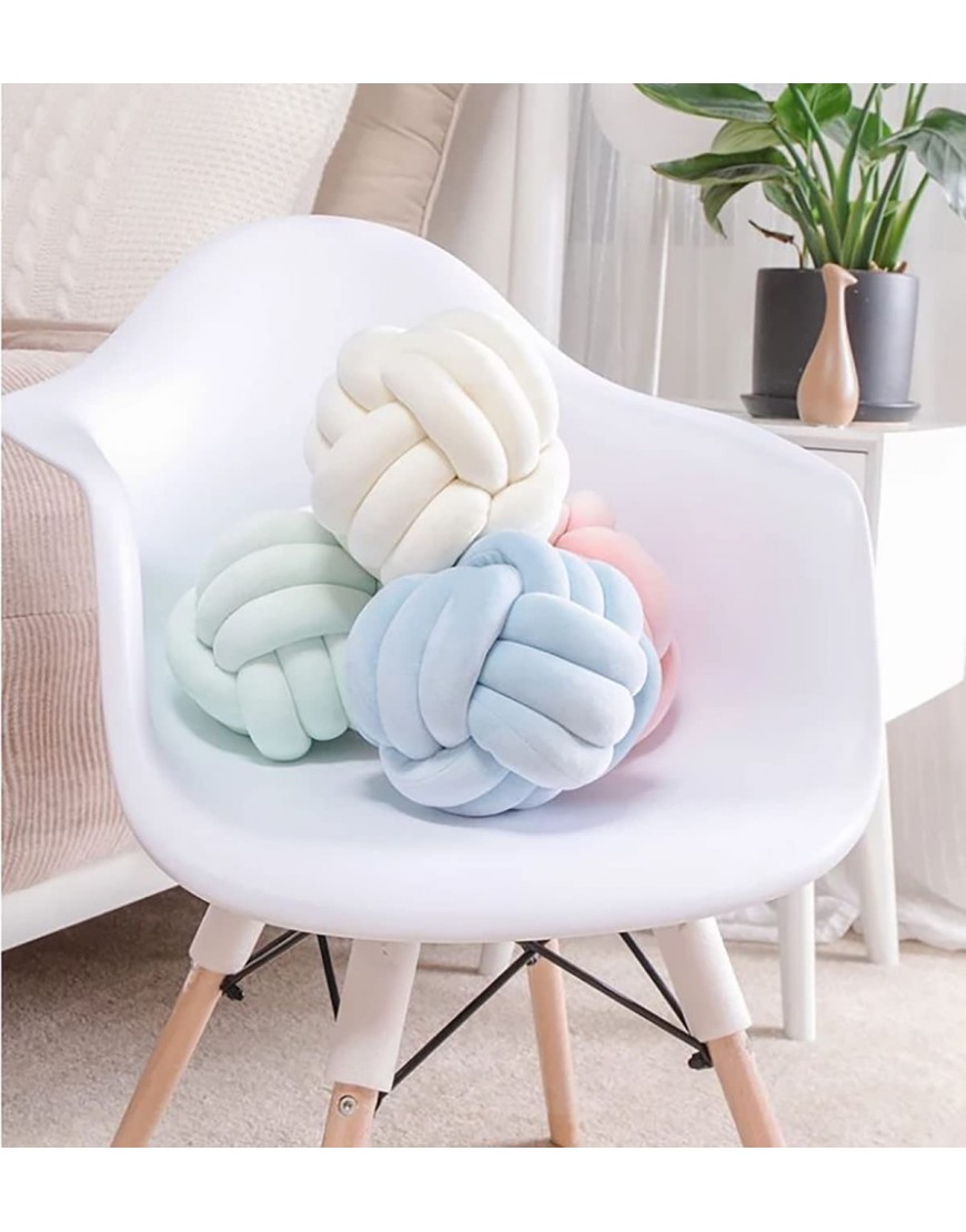Soft Handmade Knot Ball Throw Pillow Plush Toy Home Decorate Photography Props and Gift for Children. Waist Cushion Pillow for Couch Bed Car Office 10.6IN Pink - BR93MYTAD