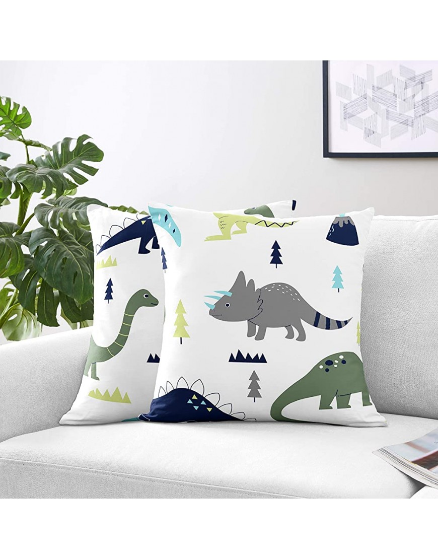 Sweet Jojo Designs Blue and Green Modern Dinosaur Decorative Accent Throw Pillows Set of 2 - B6Y2TKN9P