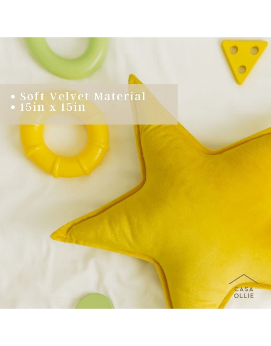 Velvet Pillows Star Pillow Decorative for Bed Pillow Bed for Kids Cute Pillows for Bedroom Fun Throw Pillows Star Plush Medium 15 x 15 Mustard Star - BHWTGJCDE
