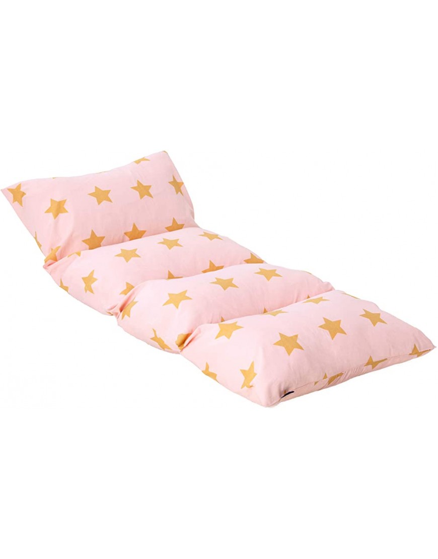 Wildkin Kids Floor Lounger for Boys and Girls Travel-Friendly and Perfect for Sleepovers Requires 4 Standard Size Pillows Not Included Measures 69.5 x 27 Inches BPA-Free Pink and Gold Stars - BEHRJLQH5
