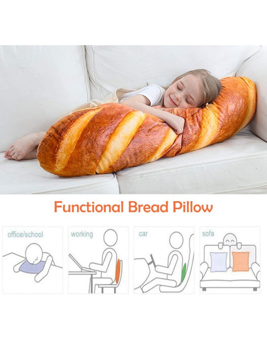 40 in 3D Simulation Bread Shape Pillow Soft Lumbar Baguette Back Cushion Funny Food Plush Stuffed Toy - B2U0RFJKV