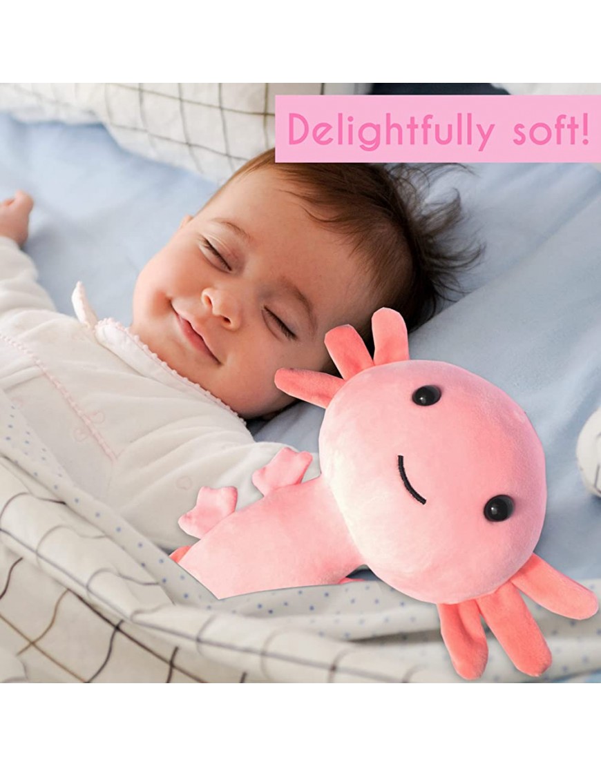 Axolotl Plush Toy 9.5” Stuffed Animal Cute Soft Pink Plushie Doll Pillow Kids Anime Kawaii Large Plushy Evovee - BZP21N9WG