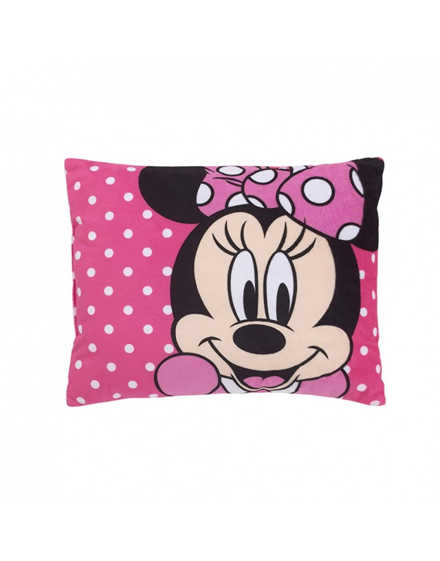 Disney Minnie Mouse Bright Pink Soft Plush Decorative Toddler Pillow Pink White Black - BBQ4XSFQ3