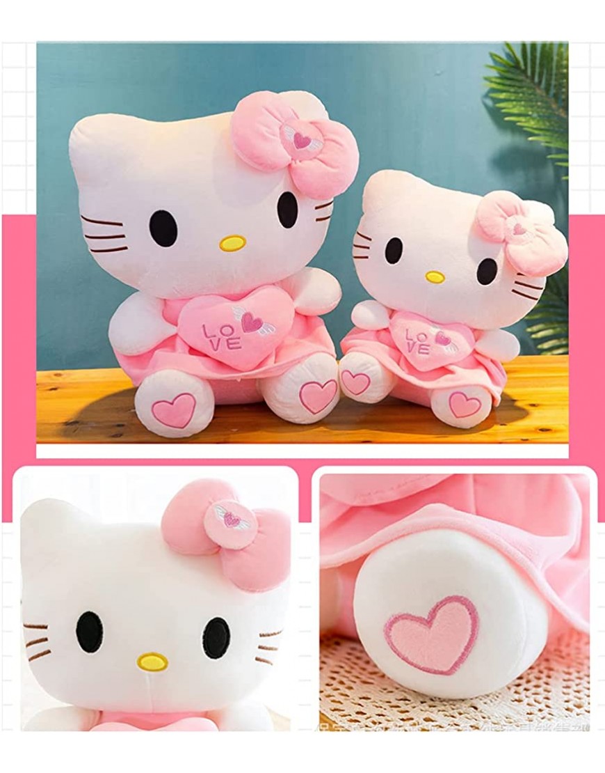 Hello Kitty Plush Toys Baby Girls Dolls 30 cm,Kitten Stuffed Animals Kawaii Cat Fluffy Hugging Pillow with Love Heart So Cuddly Great Gift for Kids Friends and Family Pink,14‘’ - BKDUS4DW3