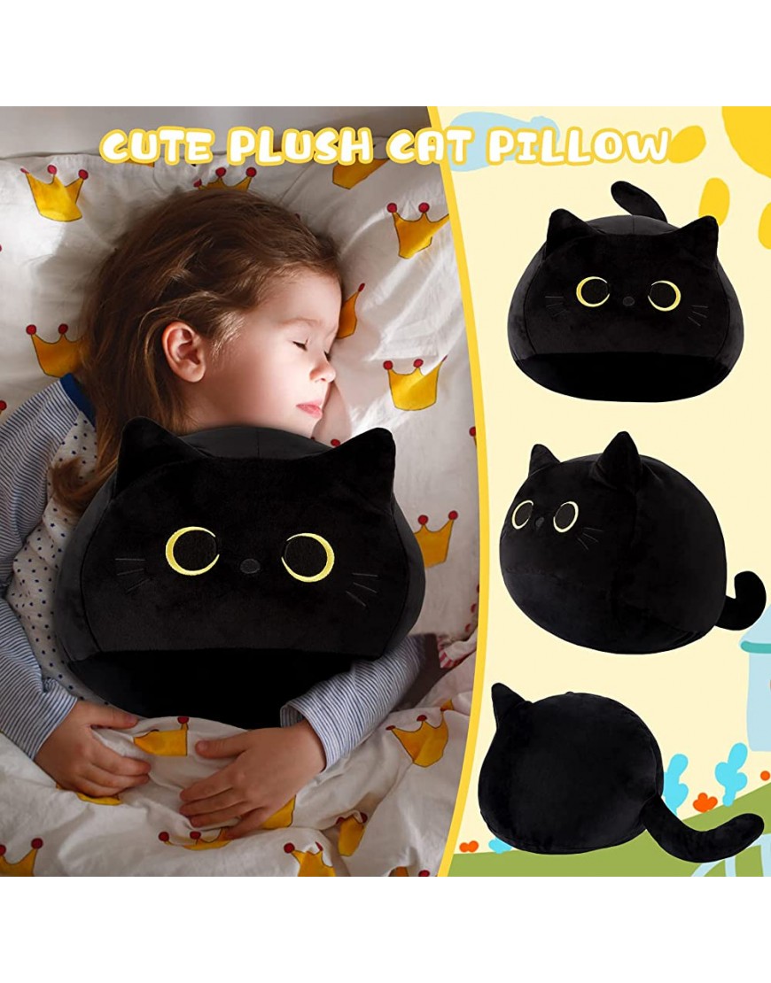 Keoeuii 3D Black Cat Plush Toy Cat Pillow Cute Cat Plushies Kawaii Stuffed Cat Body Pillow Cat Stuffed Animals for Kids Birthday Girlfriend Valentines Gift… - BFZYDR9B1