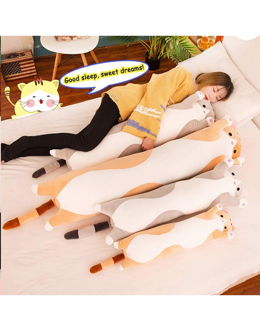 MDXMY Long Cat Plush Pillow Cute Cartoon Cat Stuffed Animals Soft Long Body Pillow GiftsGray 19.68inch 50cm - BNFJUVE2U