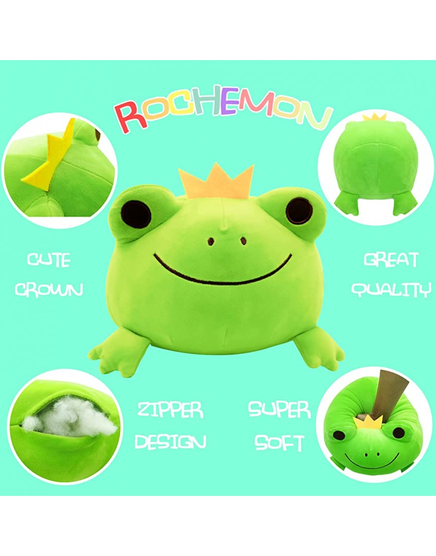 ROCHEMON Cute Frog Plush Stuffed Animal,Soft Frog Plushie Hugging Pillow Frog Plushie Toy Gift for Kids Toddlers Grils Boys Children Green Frog 14 inch - BZW05MX32
