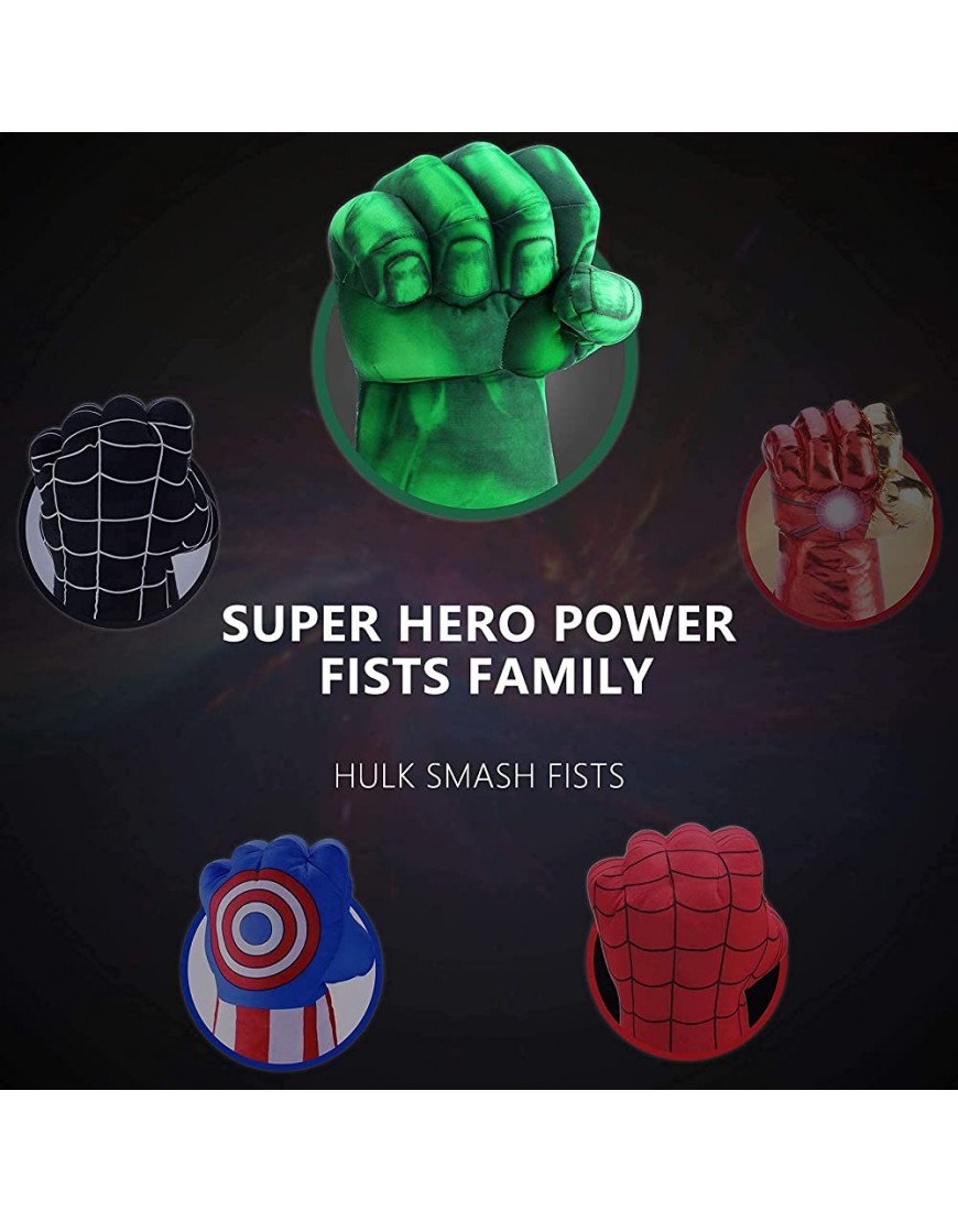 Toydaze Incredible Smash Fists Punching Gloves Plush Hands Stuffed Pillow Handwear Kids Cosplay Costumes Gloves Superhero Toys for Boys Toddlers Birthday Halloween Christmas Xmas Gifts Green - B6D87K8SG