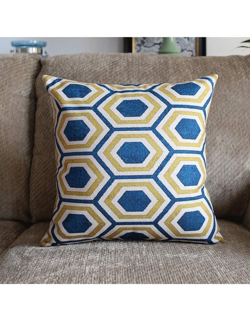 Cotton and Linen Pillow Home Decoration Cushion Fabric Geometric Classic Waist Pad Office Color : A1 Size : 60×60cm Pillowcase+core - BTC8FQKCV