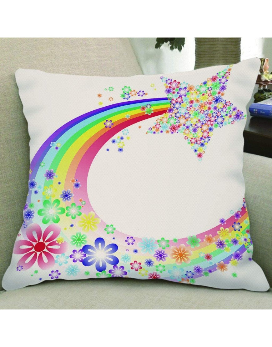 HYTUCH Pillow Theme for Boys and Girls Flower Shaped Rainbow Decorative Pillows Christmas Pillow Cases Outside Pillows Cotton Linen Throw Pillow Cases 2 Pieces,18x18 inches - BGFLOURV8