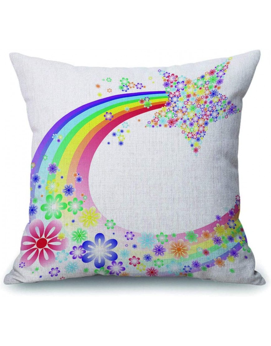 HYTUCH Pillow Theme for Boys and Girls Flower Shaped Rainbow Decorative Pillows Christmas Pillow Cases Outside Pillows Cotton Linen Throw Pillow Cases 2 Pieces,18x18 inches - BGFLOURV8