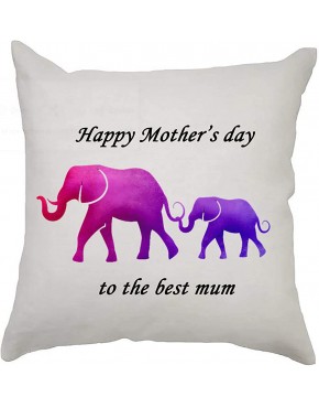 Kooky Kids – Happy Mother’s Day with Elephants Cushion Covers Soft & Silky Touch Living Room Bedroom Couch Sofa Chair Office Decor for Mom’s 40cm x 40cm Square – with Filler - BEFSL8NVR