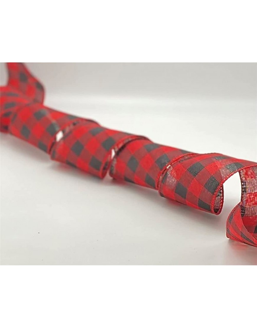Kooky Kids Red and Black Chequered Wire Edged Ribbon 2.5 inches Wide 5 Metres - BC09CLN7X