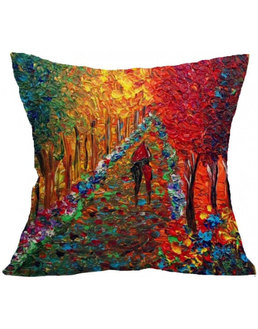 Leono Throw Pillow Covers Chemical Fiber Creative Oil Painting Tree Pattern Cushion Covers Indoor Pillowcase for Sofa Bedroom Car Decorative Pillow Case - BRB77JR9W