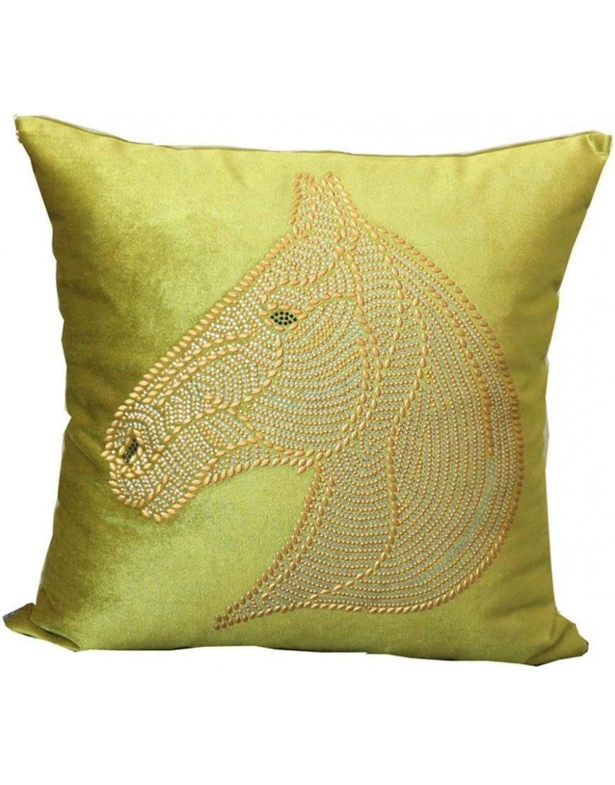 Leono Throw Pillow Covers Horse Head Pattern Hot Drilling Cushion Covers Indoor Pillowcase for Sofa Bedroom Car Decorative Pillow Case - B8BGFA96D
