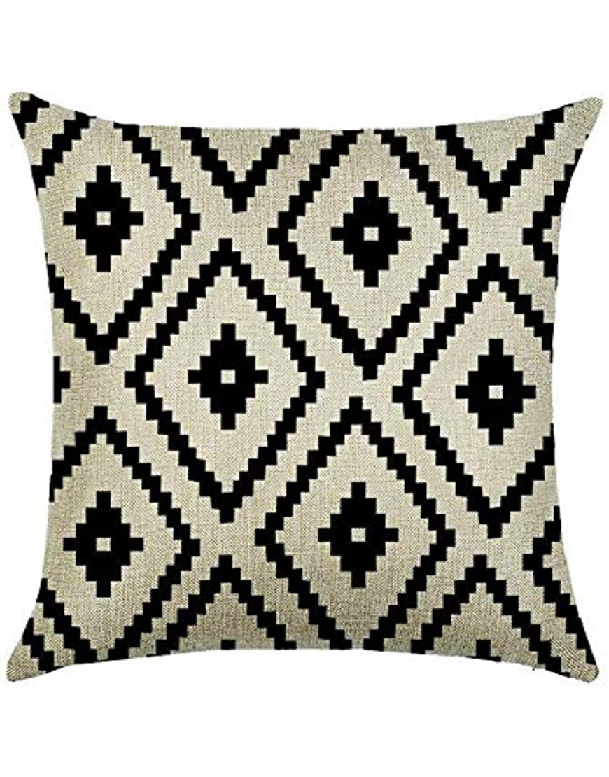 Leono Throw Pillow Covers Imitation Hemp Geometric Pattern Cushion Covers Indoor Pillowcase for Sofa Bedroom Car Decorative Pillow Case - BYD8YDGZ1