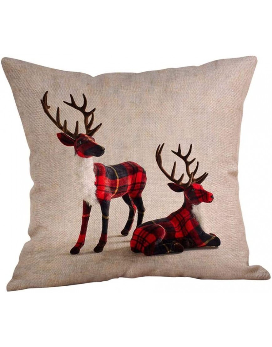 Leono Throw Pillow Covers Linen Christmas Christmas Deer Pattern Cushion Covers Indoor Pillowcase for Sofa Bedroom Car Decorative Pillow Case - BW5TT1PB2