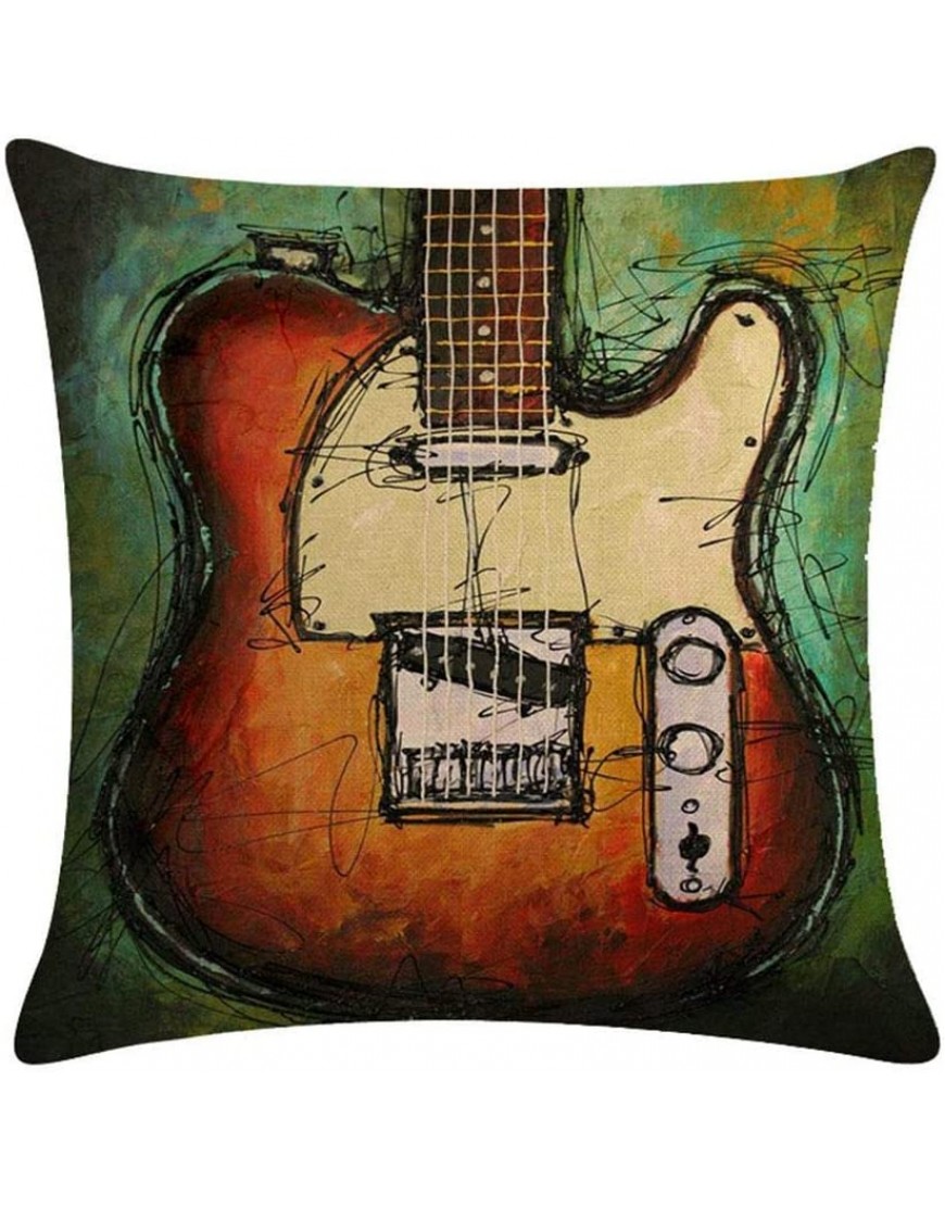 Leono Throw Pillow Covers Linen Guitar Bass Pattern Cushion Covers Indoor Pillowcase for Sofa Bedroom Car Decorative Pillow Case - BXFPFK818