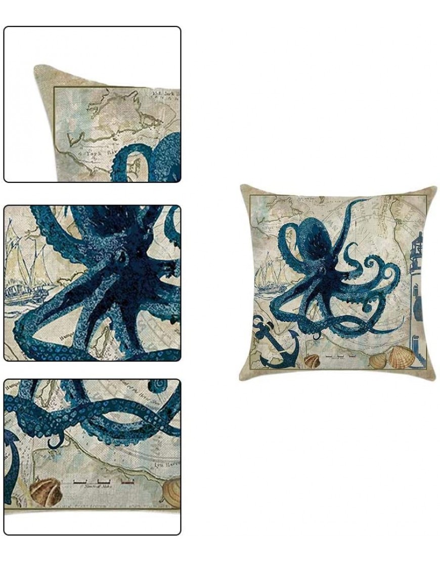 Leono Throw Pillow Covers Linen Jellyfish Starfish Swordfish Turtle Series Theme Pattern Cushion Covers Indoor Pillowcase for Sofa Bedroom Car Decorative Pillow Case - BIH50SXOX