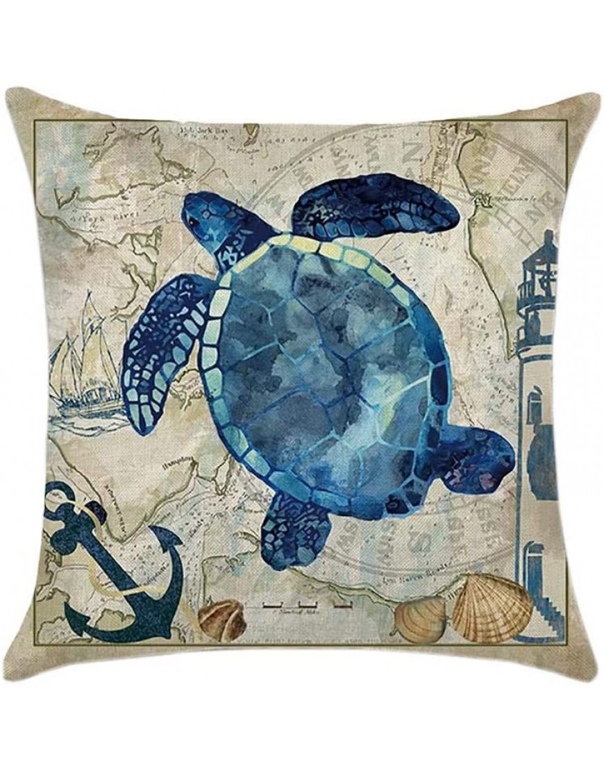 Leono Throw Pillow Covers Linen Jellyfish Starfish Swordfish Turtle Series Theme Pattern Cushion Covers Indoor Pillowcase for Sofa Bedroom Car Decorative Pillow Case - BIH50SXOX