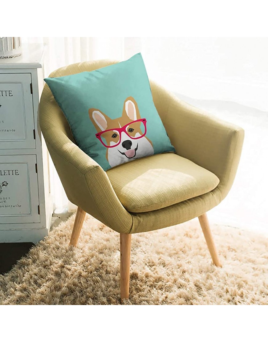 Sea Girl Soft Teagan Glasses Corgi Cute Puppy Welsh Corgi Gifts For Dog Lovers And Pet Owners Love Corgi Puppies Throw Pillow Indoor Cover Pillow Case For Your Home18in x 18in - B44QERFML