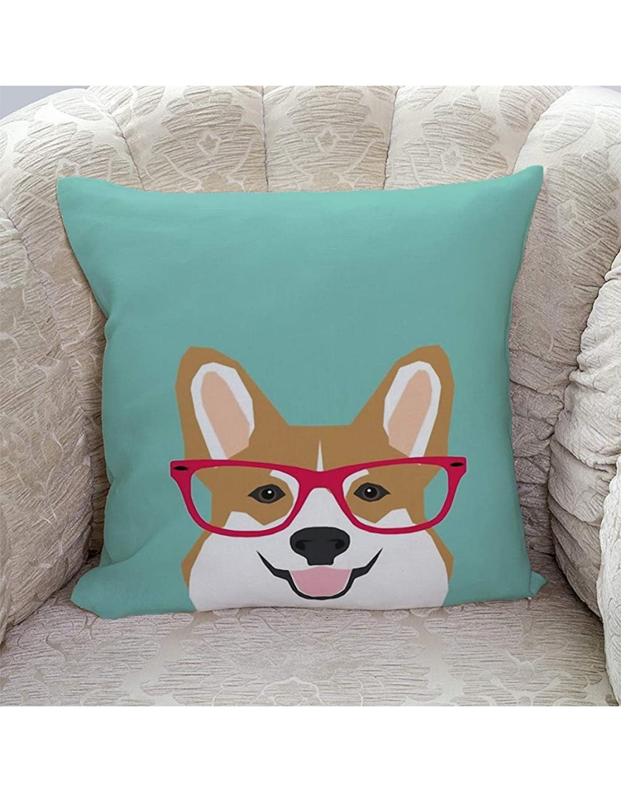 Sea Girl Soft Teagan Glasses Corgi Cute Puppy Welsh Corgi Gifts For Dog Lovers And Pet Owners Love Corgi Puppies Throw Pillow Indoor Cover Pillow Case For Your Home18in x 18in - B44QERFML