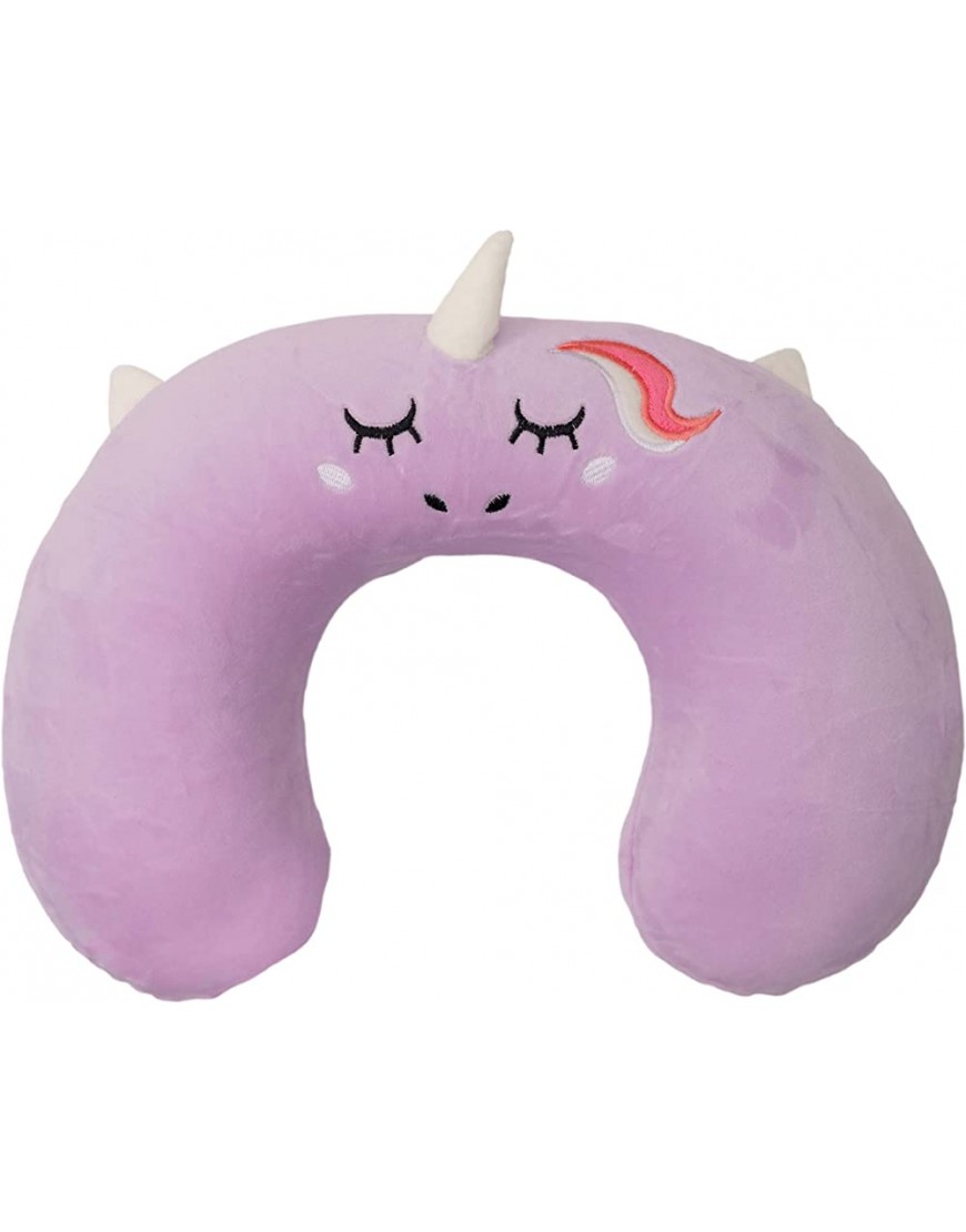 Flower Power Kids Unicorn Travel Neck Pillow Soft Neck Head Chin Support Pillow U-Shaped Animal Kids Pillow for Airplane and Car Purple  - BBPNVF6MK