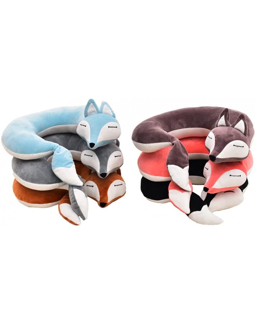 Hoiime Cute Fox U Shaped Neck Pillow for Car Airplane Traveling,Animal Plush Stuffed Travel Pillow,Kids Adults Plush Cushion,with Sleeping Fox Eye MaskPink… - BTY2QLJVP