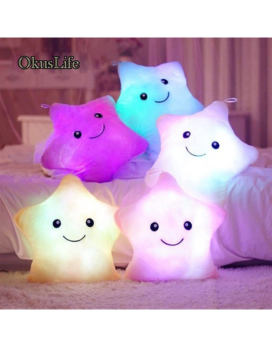 HYYYYH Backpacking Pillow Luminous LED Light Pillow Star Heart Shaped Cushion Colorful Glowing Pillow Plush Gift for Girl Kids Birthday Home Decoration Color : White Star Specification : 40x35cm - BVVUT26MJ