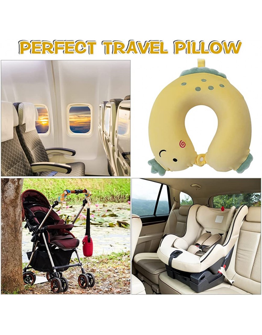 Kids Travel Pillow,Dinosaur Memory Foam Travel Neck Pillow with Snap,U-Shaped Airplane Car Flight Head Neck Support Pillow with Washable Cover for Adults Toddler,Gifts for Children,Boys,Girls Yellow - BWM3P8ZER