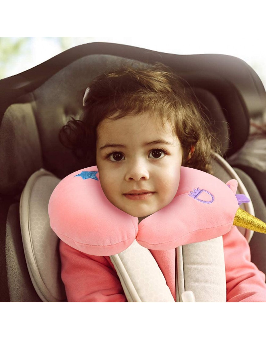 Travel Neck Pillow for Kids,Unicorn Pillow for Head Chin Neck Support on Airplane Car,Animal Plush Toy Doll U Shaped Cushion Throw Pillow for Baby Girls,Unicorn Gifts for Christmas Birthday Pink - B2WMFT8B4