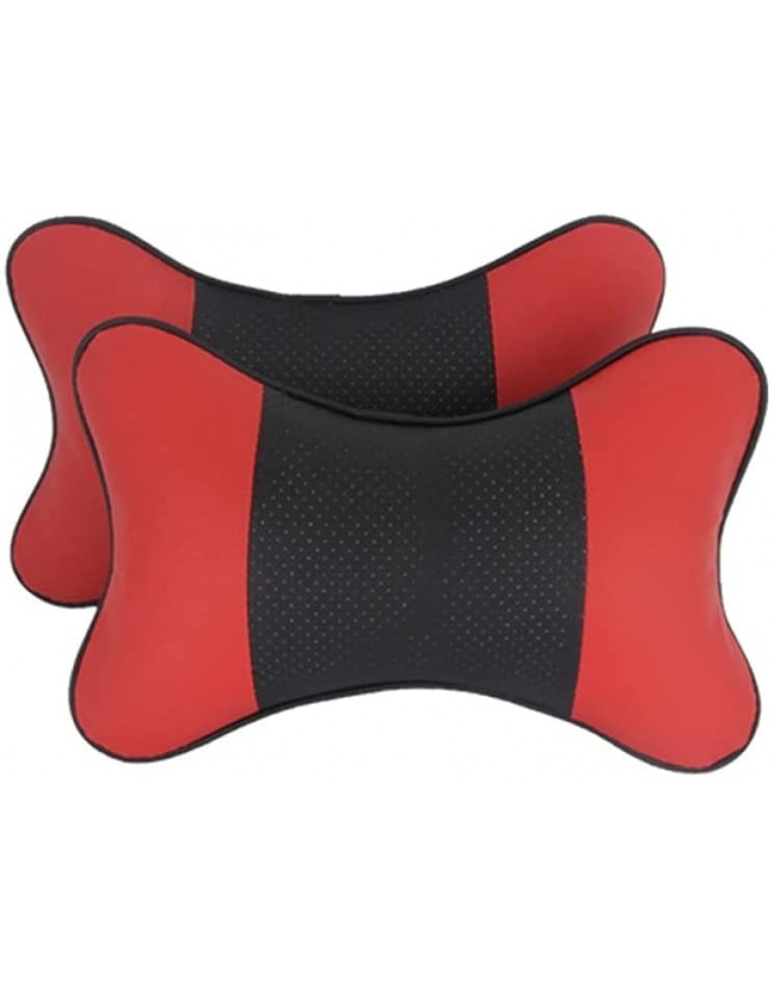 Xygm 2 Pieces Car Red Color PU Leather Car Pillow Headrest Neck Cushion Support Seat Cover Pillows Red Line - BHIAHUEVS