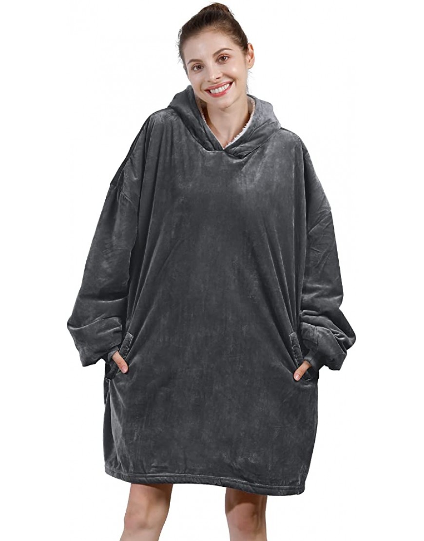 AmyHomie Blanket Sweatshirt,Oversized Sherpa Hooded Sweatshirt Blanket,Fleecehug Hoodie Wearable Blanket with Pocket for Adults & Kids & Teens - BREDM8X4O