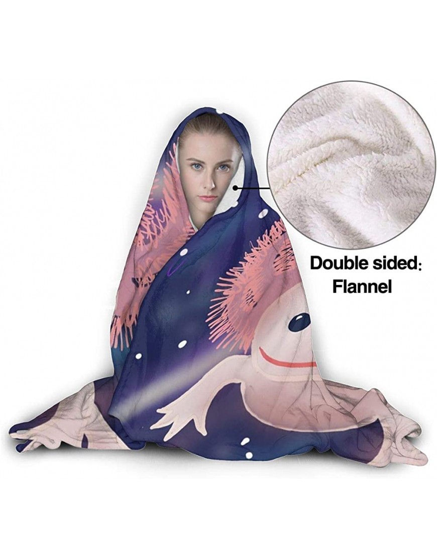 Axolotl Cute Wearable Blanket Fleece Hooded Robe Cloak Throw Quilt Poncho Microfiber Sherpa Plush Warm Wrap Multiple-Size Cape Kids Size 50 x 40 Inch - BNDHLT4D7