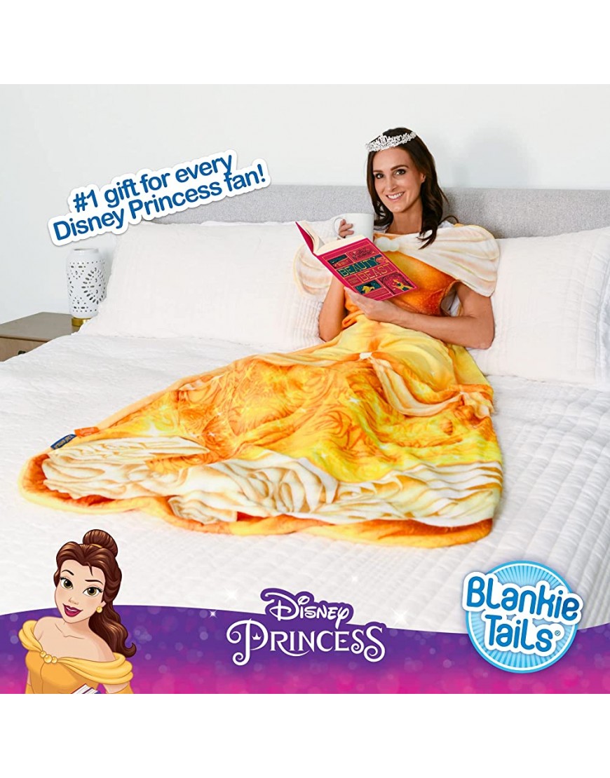 Blankie Tails | Disney Princess Dress Wearable Blanket Double Sided Super Soft and Cozy Princess Minky Fleece Blanket Machine Washable Fun Disney Blanket for Adults Belle - BY726VWHD