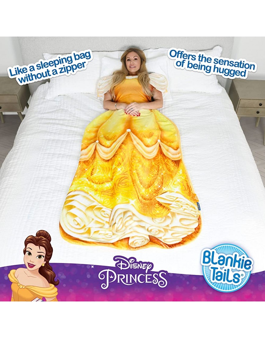 Blankie Tails | Disney Princess Dress Wearable Blanket Double Sided Super Soft and Cozy Princess Minky Fleece Blanket Machine Washable Fun Disney Blanket for Adults Belle - BY726VWHD
