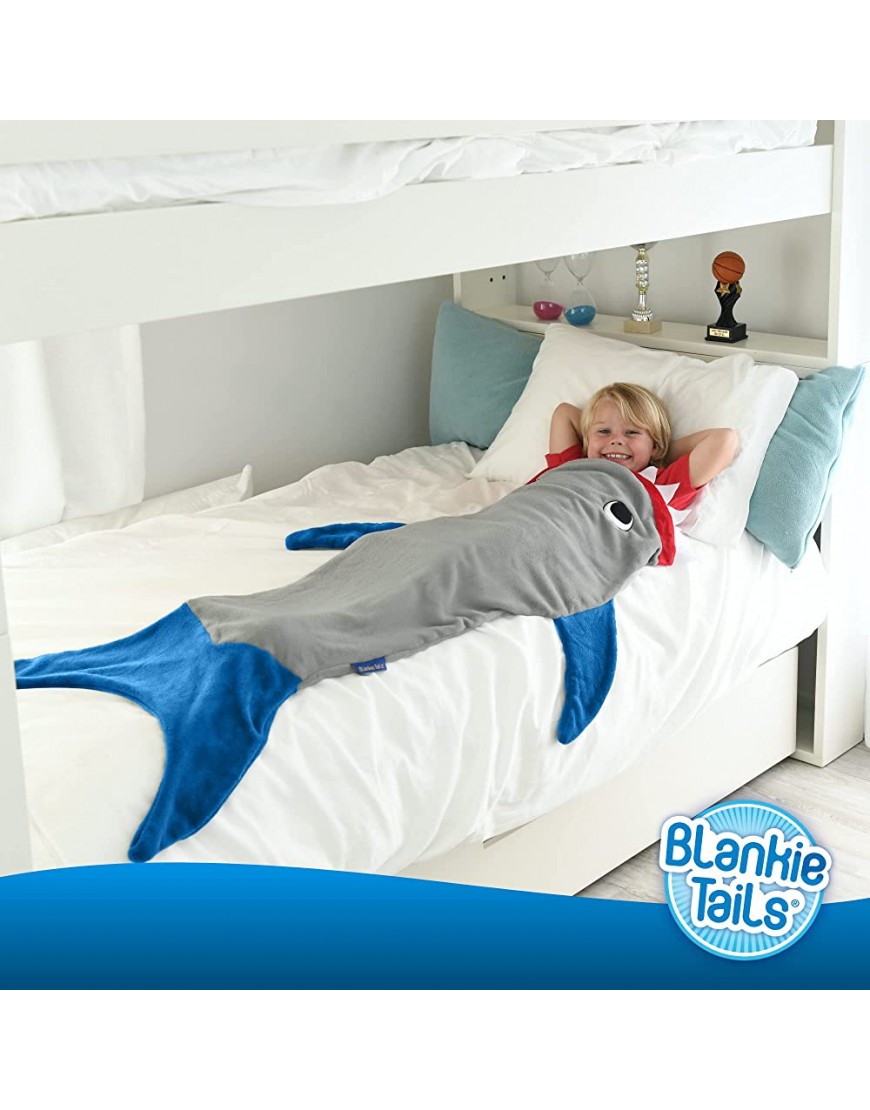 Blankie Tails | Shark Blanket New Shark Tail Double Sided Super Soft and Cozy Minky Fleece Blanket Machine Washable Wearable Blanket 56'' H x 27'' Kids Ages 5-12 Glow in The Dark Gray & Blue - BNHRERO4F