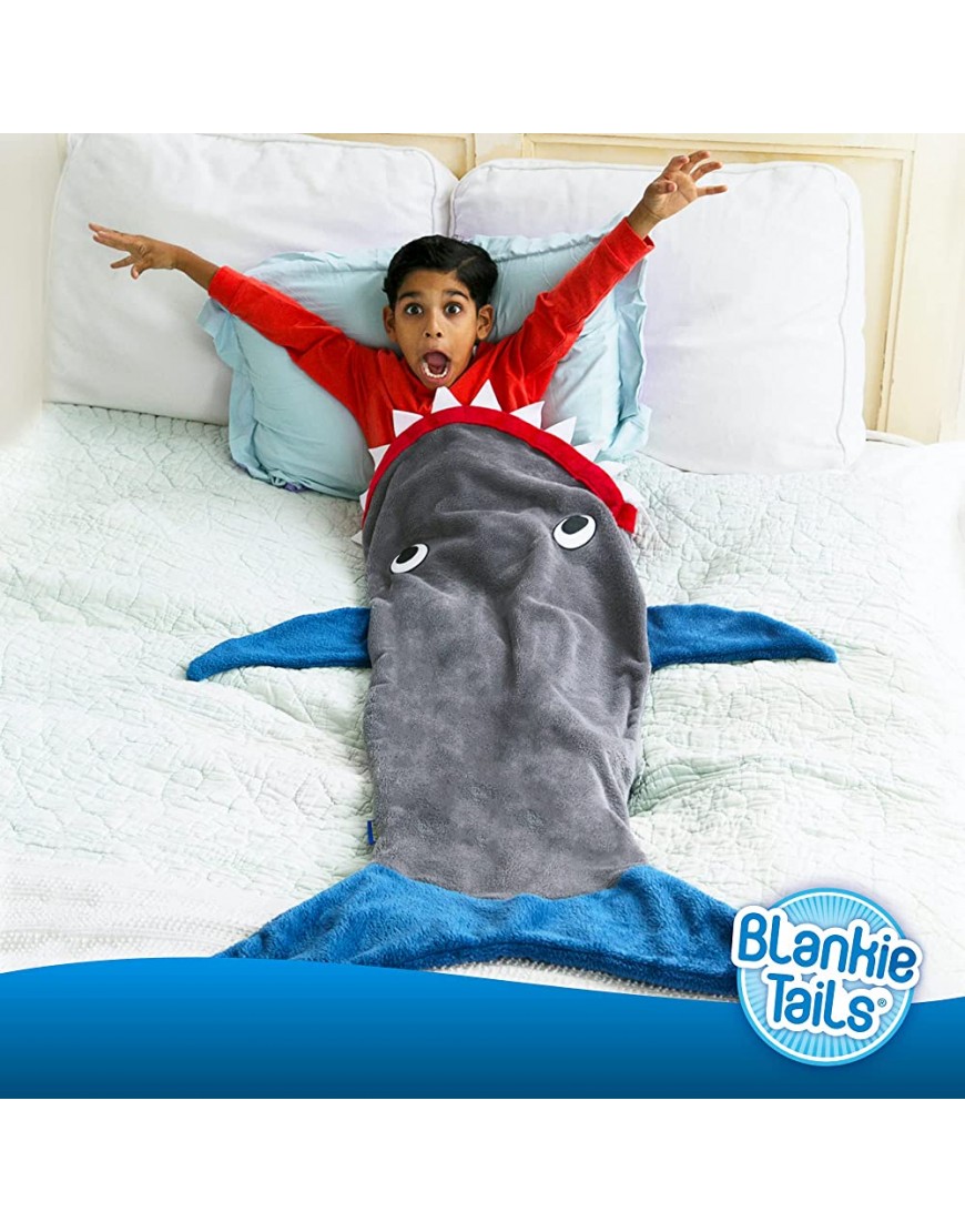Blankie Tails | Shark Blanket New Shark Tail Double Sided Super Soft and Cozy Minky Fleece Blanket Machine Washable Wearable Blanket 56'' H x 27'' Kids Ages 5-12 Glow in The Dark Gray & Blue - BNHRERO4F