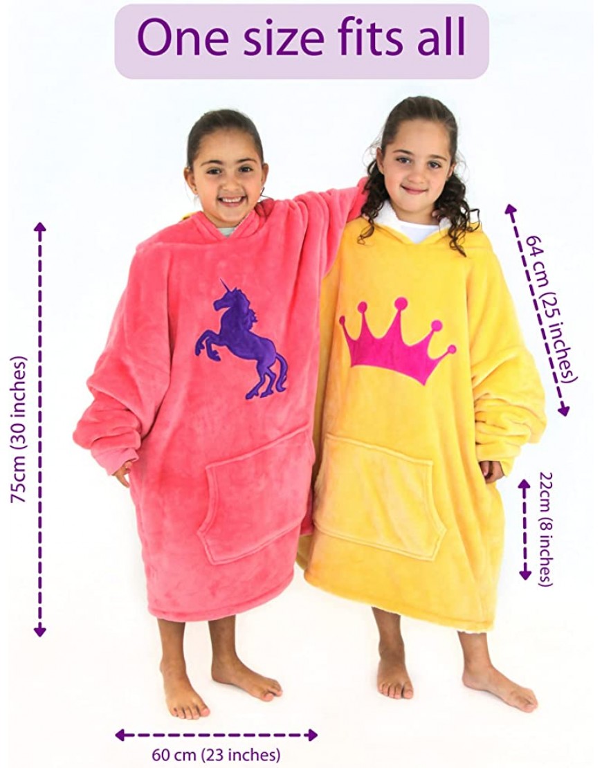 BLUENIDO Oversized Blanket Hoodie for Kids – Kids Wearable Blankets Cozy Super Soft Sherpa Princess Inspired Wearable Hooded Blanket for Kids – One Size Fits All - BCYBFYX5W
