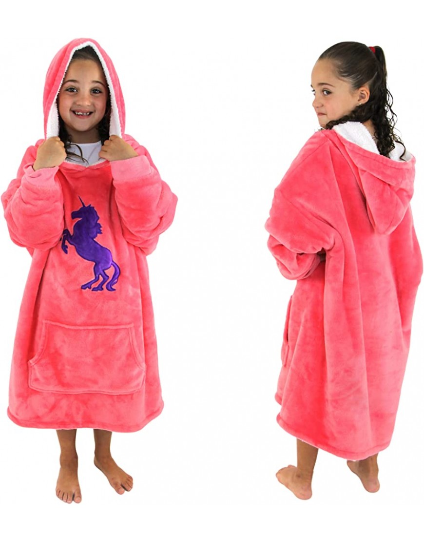 BLUENIDO Oversized Blanket Hoodie for Kids – Kids Wearable Blankets Cozy Super Soft Sherpa Princess Inspired Wearable Hooded Blanket for Kids – One Size Fits All - BCYBFYX5W